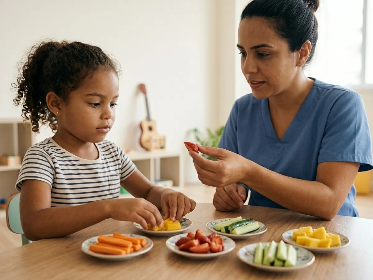Sessão de terapia alimentar no Centro Clínico do Autista
